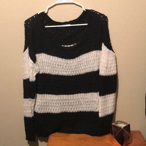 Black and white knit sweater